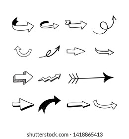 Arrow doodles set. Hand drawn sketch arrows vector collection
