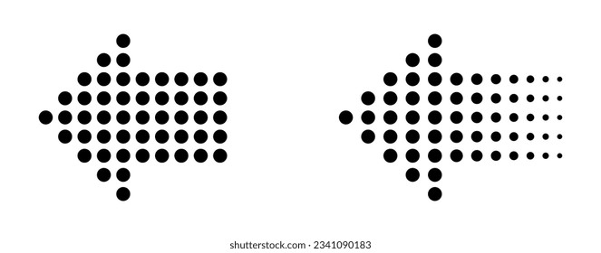 Arrow. Arrow dots. Arrows vector icons. Arrows black halftone. Vector illustration
