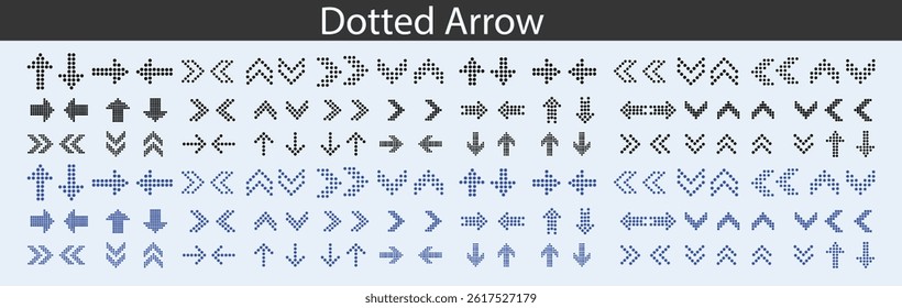 Arrow dots style icons. Dotted Arrows Icon Set Vector Design.
