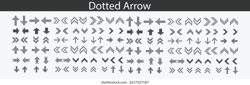 Arrow dots style icons. Dotted Arrows Icon Set Vector Design.