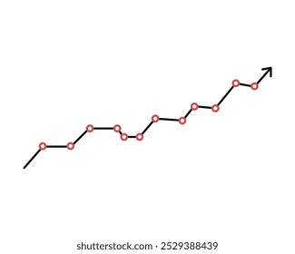 Arrow with dots. Arrow up, graph. Simple flat vector illustration.