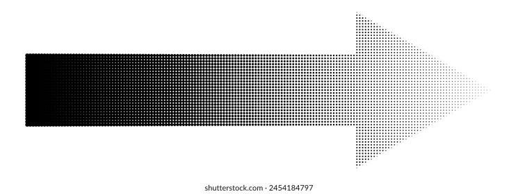 Arrow dotted halftone illustration isolated on white background