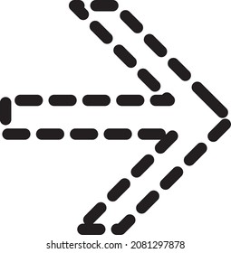 Arrow dotted line showing way direction vector. Directional pointer orientation signpost or cursor sign. Entrance or emergency exit lineal mark monochrome flat cartoon illustration
