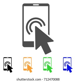 Arrow Double Click Smartphone icon. Vector illustration style is a flat iconic arrow double click smartphone symbol with black, gray, green, blue, yellow color versions.