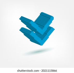 símbolo de doble caída símbolo de píxel símbolo vector logo aislado 3d