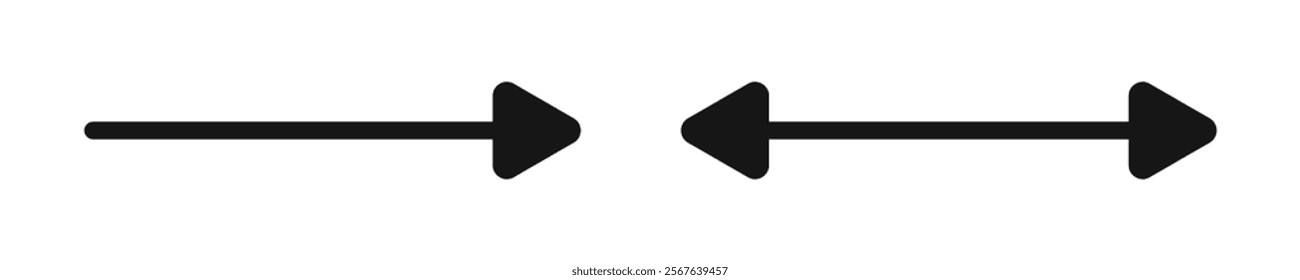 Arrow and double arrow icons. Look here and two sides symbols. Pointer, direction or position, reverse or width signs isolated on white background. Vector graphic illustration.