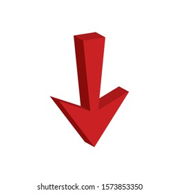 arrow down 3d style icon vector illustration design