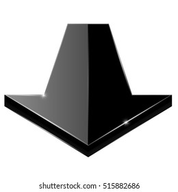 Arrow down. Black shiny icon. 3d vector illustration isolated on white background