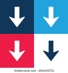 Arrow Down blue and red four color minimal icon set