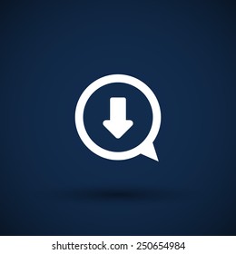 Arrow down bottom sign pictogram. Vector symbol icon. Simple flat metro design style. ESP10