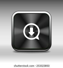 Arrow down bottom sign pictogram. Vector symbol icon. Simple flat metro design style. EPS10