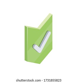 Arrow down check mark. Vector 3d isometric, color web icon, new flat style. Creative illustration design, isolated graphic idea for infographics.