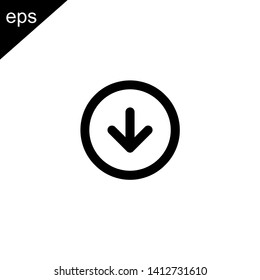 arrow down with circle icon line outline design vector symbol