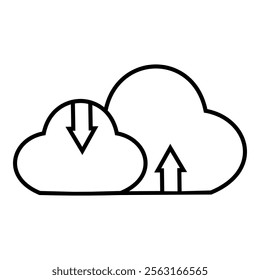 Arrow up and down in the cloud computing system icon design vector symbol illustration.