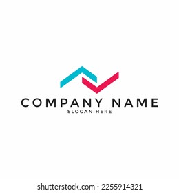 Arrow up and down connection abstract vector and logo design or template growing business icon of company identity symbol concept
