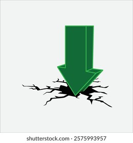 Arrow down cracked floor hand drawn illustration artwork