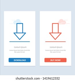 Arrow, Down, Down Arrow, Direction  Blue and Red Download and Buy Now web Widget Card Template