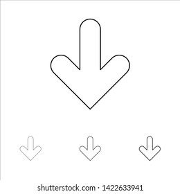 Arrow, Down, Direction, Download Bold and thin black line icon set