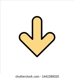 Arrow, Down, Direction, Download  Flat Color Icon. Vector icon banner Template