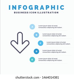 Arrow, Down, Direction, Download Line icon with 5 steps presentation infographics Background. Vector Icon Template background