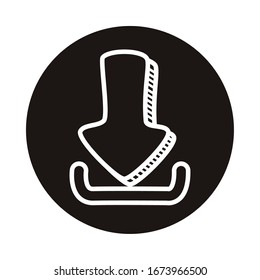 flecha hacia abajo estilo de bloque de doodle icono ilustración vectorial diseño