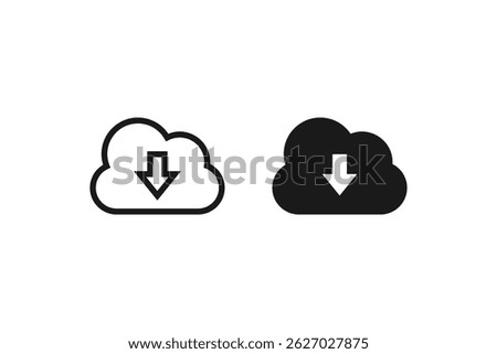 arrow down download cloud icon and outline