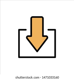 Arrow, Down, Download  Flat Color Icon. Vector icon banner Template. Vector Icon Template background