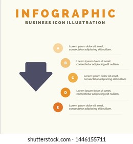 Arrow, Down, Download Solid Icon Infographics 5 Steps Presentation Background