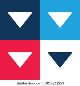 Arrow Down Filled Triangle blue and red four color minimal icon set