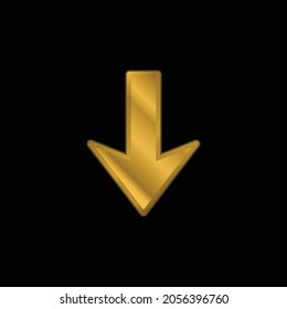 Arrow Down gold plated metalic icon or logo vector