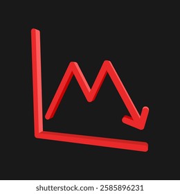 Arrow Down Graph Pattern Trend Chart representing Lose Crisis Finance and Economic Investment in 3D Illustration Vector showing Trade Stock Exchange Market Direction