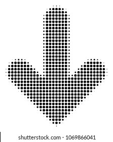 Arrow Down halftone vector pictogram. Illustration style is dotted iconic Arrow Down icon symbol on a white background. Halftone matrix is circle points.