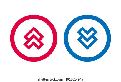 Arrow Up Down Icon BLue And Red Line Design