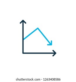 Arrow down icon colored symbol. Premium quality isolated decrease element in trendy style.