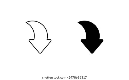 Arrow Down icon design with white background stock illustration