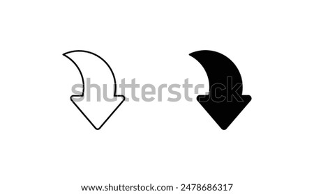 Arrow Down icon design with white background stock illustration