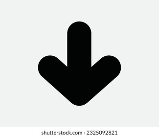 Arrow Down Icon. Download Point Pointer Navigation Position Here Entrance Path Exit Load. Black White Graphic Clipart Artwork Symbol Sign Vector EPS