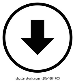 arrow down Icon. Flat style Circle Shape isolated on white background. Vector illustration