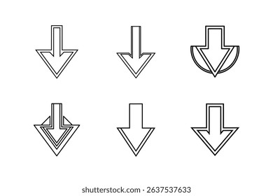 arrow down icon line art vector illustration