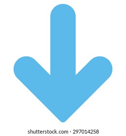 Arrow Down icon from Primitive Set. This isolated flat symbol is drawn with blue color on a white background, angles are rounded.