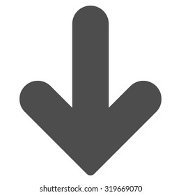 Arrow Down icon from Primitive Set. This isolated flat symbol is drawn with gray color on a white background, angles are rounded.
