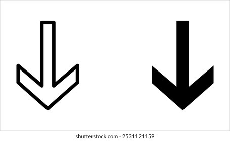 seta para baixo ícone definido. Vários ícone de download simples, Ícones de arquivos de download no fundo branco