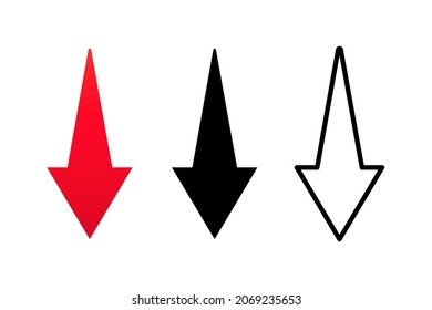 Arrow down icon set. Vector. Download icon, upload files. Vector EPS 10. Isolated on white background.