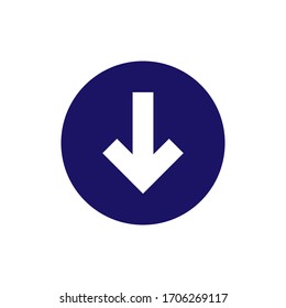 Icono de flecha abajo en diseño plano de moda

