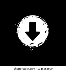 Arrow down icon vector illustration on black background