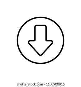 Arrow down icon vector illustration on black background. Eps10