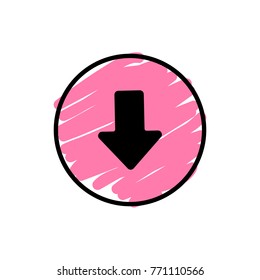 Arrow down icon vector illustration on white background