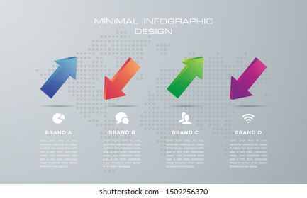 Arrow up and down Infographic template with 4 options, workflow, process chart,Timeline infographics design vector can be used for workflow layout, diagram, annual report . - Vector