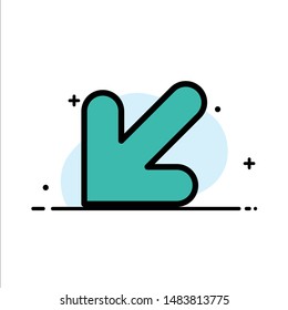 Arrow, , Down, Left  Business Flat Line Filled Icon Vector Banner Template