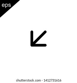 arrow down left icon line outline design vector symbol